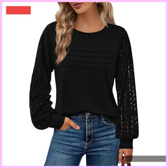 Women's Long Sleeve Lace Blouse Business Casual Work Top - Picture 1 of 4